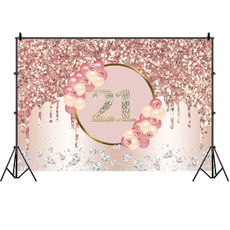 Rose Gold Happy 21e Verjaardag - Photography Backdrop Muslin recensie en prijs